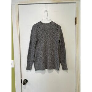 Abercrombie & Fitch Pointelle Mock Neck Knit Ribbed Sweater Gray Marl Women's XS